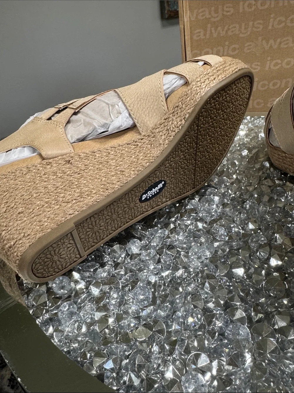 Dr. Scholl's Everlasting leather tan Woven Espadrille Wedge Sandals NEW 8